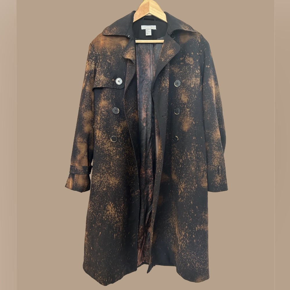 H&M Repurposed (Bleached) Tie-Dye Trench Coat